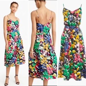 NEW J Crew Brushstroke Floral Abstract Print Silk Dress Size 12 NWOT